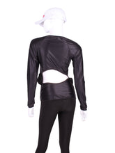 Load image into Gallery viewer, Black Open Back Long Sleeve Crew
