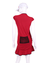 Load image into Gallery viewer, Dark Red Mesh Monroe Tennis Dress With Ruching