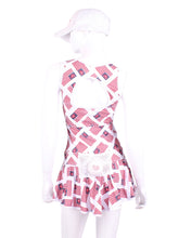 Load image into Gallery viewer, God Bless America! Show your patriotism with this very fun edition of our best selling dress! The Sandra Mee Dress offers a playful, fun, and very flirty look. Our dress is fitted, and flares out at the skirt with cute cut out ''O'' in the back. It is perfect for tennis, running and golf (with our Leg Lengthening Leggings), and of course, a trip to your after-court party with your friends. It was designed for confident women like you!