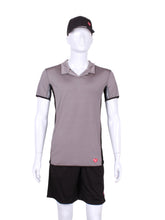 Load image into Gallery viewer, The luxury tennis Men's Polo Shirt in Grey With Mesh is a high-end athletic apparel piece designed for tennis enthusiasts who prioritize both style and performance.