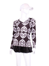 Load image into Gallery viewer, Cute Black Pickleball Hearts in a Diamond Shape. It’s called the Long Sleeve Very Vee Tee - because as you can see - the Vee is - well you know - VERY VEE!