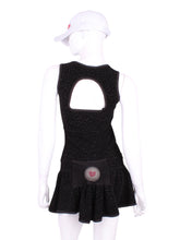 Load image into Gallery viewer, The Sandra Mee Dress offers a playful, fun, and very flirty look. Our dress is fitted, and flares out at the skirt with cute cut out ''O'' in the back. It is perfect for tennis, running and golf (with our Leg Lengthening Leggings), and of course, a trip to your after-court party with your friends. It was designed for confident women like you!