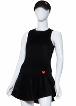Load image into Gallery viewer, Andrea Dress Short Black Velvet With Red Stitching