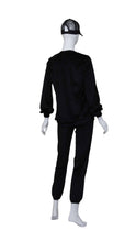 Load image into Gallery viewer, Solid Black Velvet Long Sleeve Warm Up Top