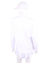 Load image into Gallery viewer, For the tennis lady who loves to leave her chest open - but cover her arms (and other bits) this top is seductive in a sweet way!