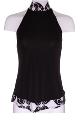 Load image into Gallery viewer, Black Halter Top + Black White Heart Diamond Trim - I LOVE MY DOUBLES PARTNER!!!