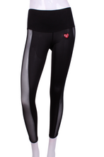 Load image into Gallery viewer, Black + Black Mesh Leg Lengthening Leggings - I LOVE MY DOUBLES PARTNER!!!