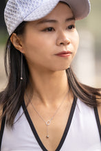 Load image into Gallery viewer, Our Tennis Ball + Chain Drop Solid Gold Drop Earrings are feminine, luxurious and gorgeous! Hand cast, polished and set in Downtown Los Angeles, California by experienced jewelers. Exclusive design from Adeline of Love Love Tennis