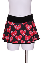 Load image into Gallery viewer, Huge Heart LOVE “O” Tennis Skirt on Black - I LOVE MY DOUBLES PARTNER!!!