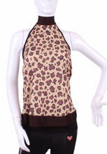 Load image into Gallery viewer, Leopard Halter Top + Brown Trim - I LOVE MY DOUBLES PARTNER!!!