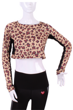 Load image into Gallery viewer, Leopard + Black Mesh Crop Top - I LOVE MY DOUBLES PARTNER!!!