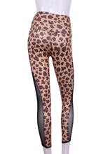 Load image into Gallery viewer, Leopard + Black Mesh Leg Lengthening Leggings - I LOVE MY DOUBLES PARTNER!!!