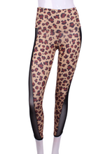 Load image into Gallery viewer, Leopard + Black Mesh Leg Lengthening Leggings - I LOVE MY DOUBLES PARTNER!!!