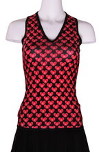 Load image into Gallery viewer, Limited Edition Mini Heart on Black Vee Tank Straight Back - I LOVE MY DOUBLES PARTNER!!!