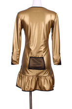 Load image into Gallery viewer, Long Sleeve Monroe Champagne Gold Tennis Dress - I LOVE MY DOUBLES PARTNER!!!