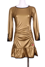 Load image into Gallery viewer, Long Sleeve Monroe Champagne Gold Tennis Dress - I LOVE MY DOUBLES PARTNER!!!