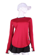 Load image into Gallery viewer, This long sleeve top is the most feminine and flowing of my collection. It is comfortable with binding on the neckline, poofy at the wrists and soft hem at the hips. The fabrics are super soft yet warm. Fully machine washable. Hang to dry. Designed by Adeline, and proudly sewn in Los Angeles from lovely imported fabric.