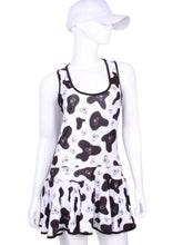 Load image into Gallery viewer, Tennis Dress Cow Print Black and White Court to Cocktails Tennis Dress Beverly Hills, CA 90210 Love Love Tennis Luxury Boutique and Pro Shop for Tennis Outfits for Women