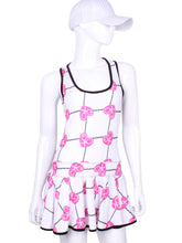 Load image into Gallery viewer, V1 Pink Hearts & Net Sandra Dee Court To Cocktails Tennis Dress - I LOVE MY DOUBLES PARTNER!!!