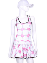 Load image into Gallery viewer, V1 Pink Hearts & Net Sandra Dee Court To Cocktails Tennis Dress - I LOVE MY DOUBLES PARTNER!!!