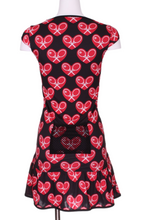 Load image into Gallery viewer, Mid Red Heart on Black Monroe Tennis Dress - I LOVE MY DOUBLES PARTNER!!!