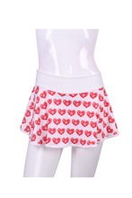 Load image into Gallery viewer, Mini Hearts on White Love O Skirt - I LOVE MY DOUBLES PARTNER!!!