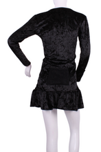 Load image into Gallery viewer, Monroe Crushed Black Velvet Long Sleeve Tennis Dress - I LOVE MY DOUBLES PARTNER!!!
