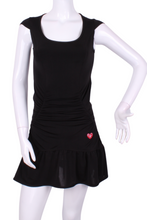 Load image into Gallery viewer, The Black Monroe Tennis Dress With Ruching - I LOVE MY DOUBLES PARTNER!!!