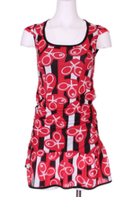 Load image into Gallery viewer, Red Hearts on Black + White Stripes Monroe Tennis Dress - I LOVE MY DOUBLES PARTNER!!!