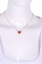 Load image into Gallery viewer, Red Enamel Heart + Diamond Gold Necklace Tennis Necklace - I LOVE MY DOUBLES PARTNER!!!