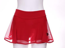 Load image into Gallery viewer, Red Mesh Love O Tennis Skirt - I LOVE MY DOUBLES PARTNER!!!