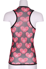 Load image into Gallery viewer, Red Vee Tank with Heart Mesh Back - I LOVE MY DOUBLES PARTNER!!!
