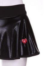 Load image into Gallery viewer, Pleather Black Tennis LOVE “O” Skirt - I LOVE MY DOUBLES PARTNER!!!