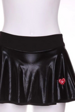Load image into Gallery viewer, Pleather Black Tennis LOVE “O” Skirt - I LOVE MY DOUBLES PARTNER!!!