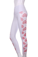 Load image into Gallery viewer, White Leg Lengthening Leggings with Mesh Heart Sides - I LOVE MY DOUBLES PARTNER!!!
