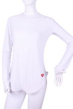 Load image into Gallery viewer, Longer White + White Mesh Long Sleeve Crew Tee - I LOVE MY DOUBLES PARTNER!!!