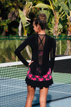 Load image into Gallery viewer, Longer Black + Black Mesh Long Sleeve Crew Tee - I LOVE MY DOUBLES PARTNER!!!