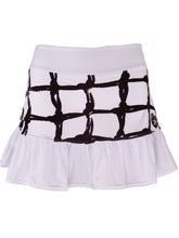 Load image into Gallery viewer, Black Tennis Net on White Ruffle Skirt - I LOVE MY DOUBLES PARTNER!!!