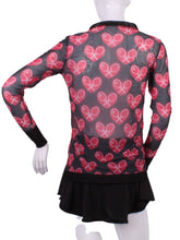 Load image into Gallery viewer, Mid Heart Mesh Long Sleeve Very Vee + Black Mesh - I LOVE MY DOUBLES PARTNER!!!