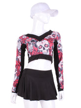 Load image into Gallery viewer, Limited Skull + Roses Vee Crop Top