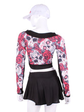 Load image into Gallery viewer, Limited Skull + Roses Vee Crop Top