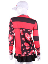 Load image into Gallery viewer, Thicker Mondrian Long Sleeve Very Vee Tee. It’s called the Long Sleeve Very Vee Tee - because as you can see - the Vee is - well you know - VERY VEE! For the tennis lady who loves to leave her chest open - but cover her arms (and other bits) this top is seductive in a sweet way! You feel nearly naked in it. So go ahead - hit that ace! Flattering and free - that’s what this top is. The most preppy of my tops - looks just as good tied around the shoulders as it does on.