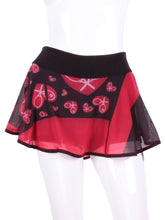 Load image into Gallery viewer, My all new Mondrian Mesh O Skirt - feminine, soft and very cool! Each skirt has soft shorties connected. The mesh makes it very light and airy and carries my TM logo of the heart and rackets! It is a little see through - allowing for the black shorties underneath to be seen a little.
