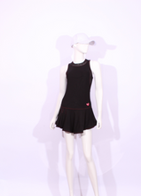 Load image into Gallery viewer, Andrea Dress Short Black Mesh On Black With Red Stitching
