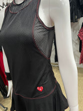 Load image into Gallery viewer, Andrea Dress Short Black Dimple With Red Stitching
