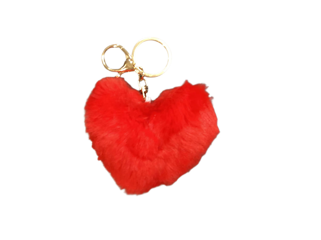 Furry Red Heart Keyring