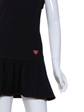 Load image into Gallery viewer, Andrea Dress Short Black Velvet With Red Stitching
