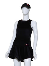 Load image into Gallery viewer, Andrea Dress Short Black Velvet With Red Stitching
