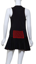 Load image into Gallery viewer, Andrea Dress Short Black Velvet With Red Stitching
