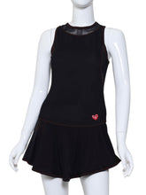 Load image into Gallery viewer, Andrea Dress Short Soft Black With Red Stitching
